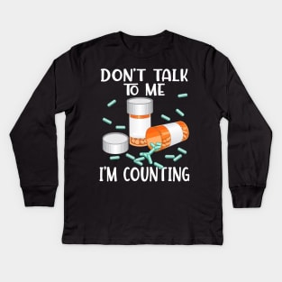 Pharmacy Technician Funny Counting Pills Phamacist Kids Long Sleeve T-Shirt